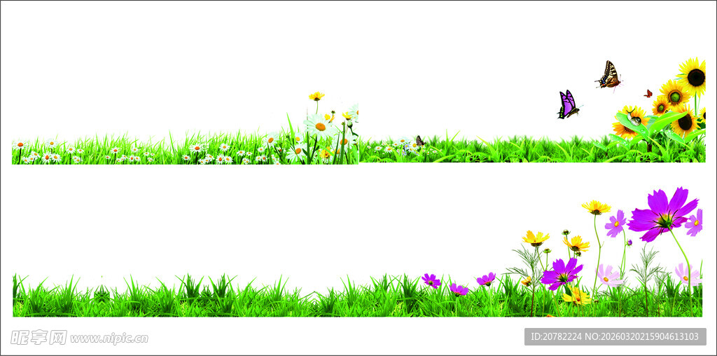 春日花草草地蝴蝶图景