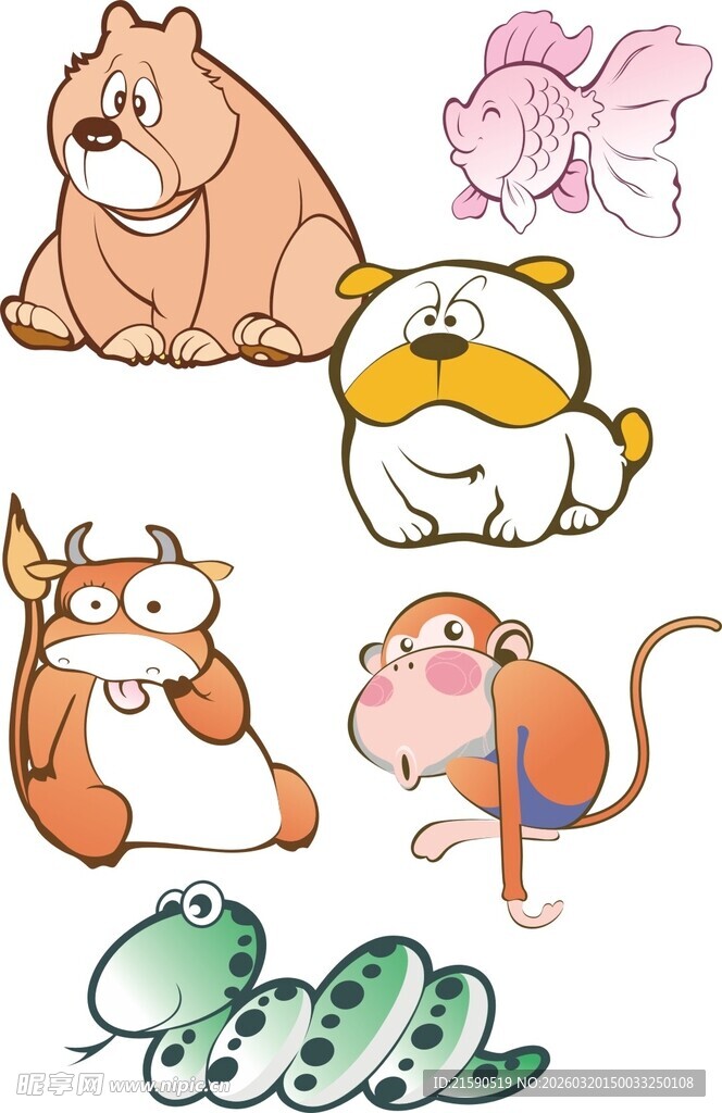 可爱动物卡通插画集合