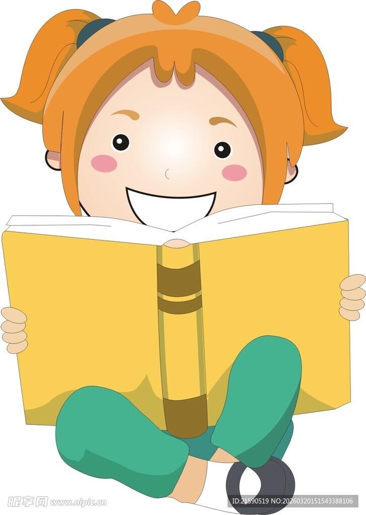 小女孩开心阅读书籍