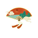 中式折扇插画古韵悠然