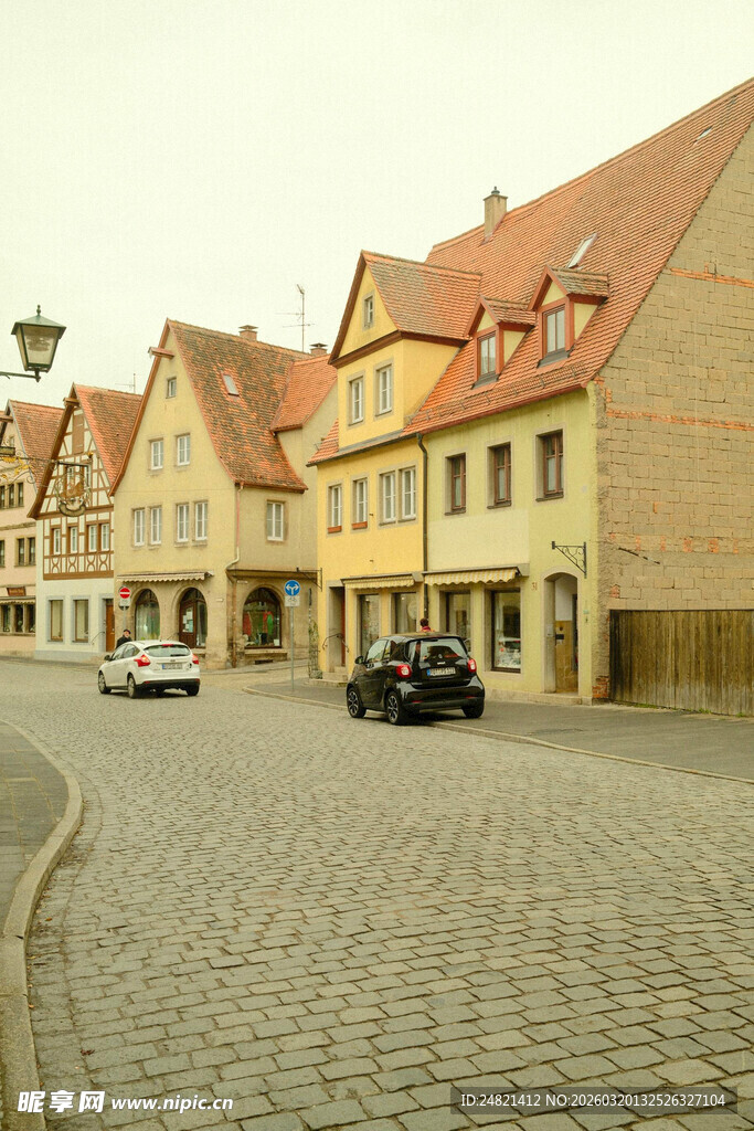 欧洲小镇街道古朴建筑