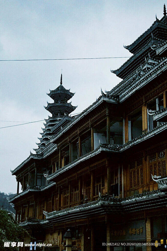 古雅多层中式传统建筑