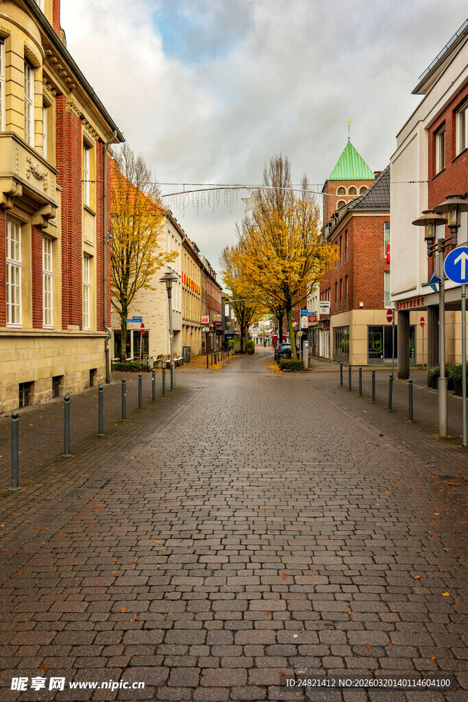 欧式小镇宁静街道景象