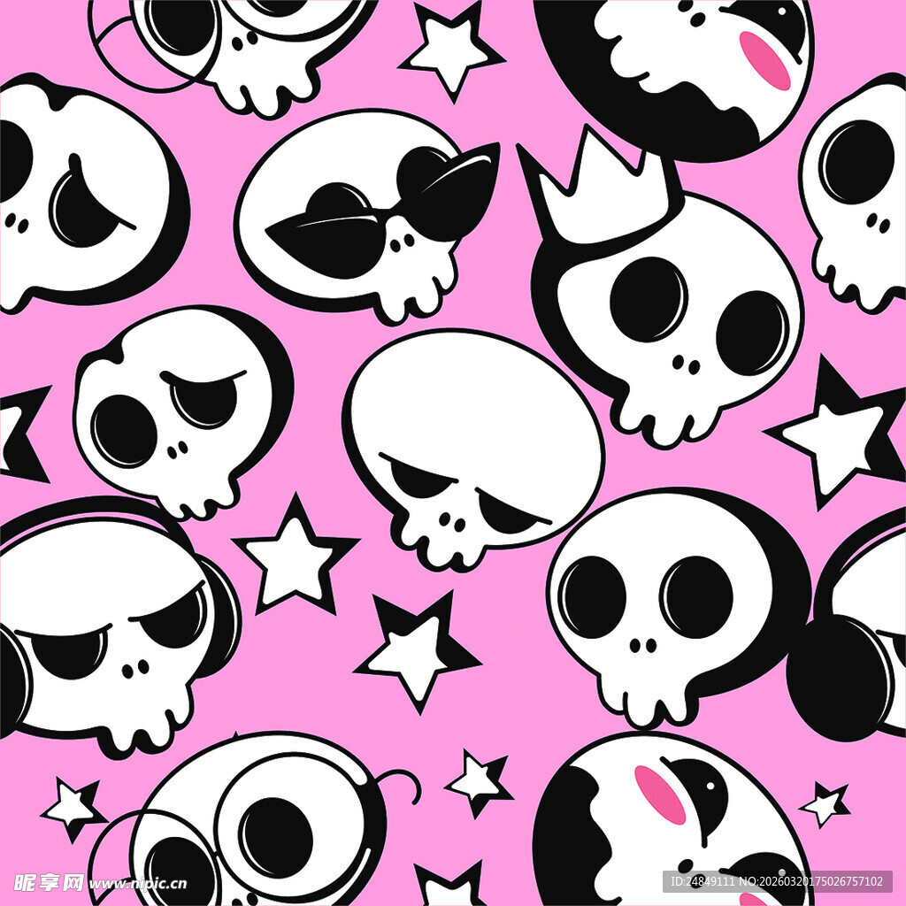 粉色骷髅星星可爱图案