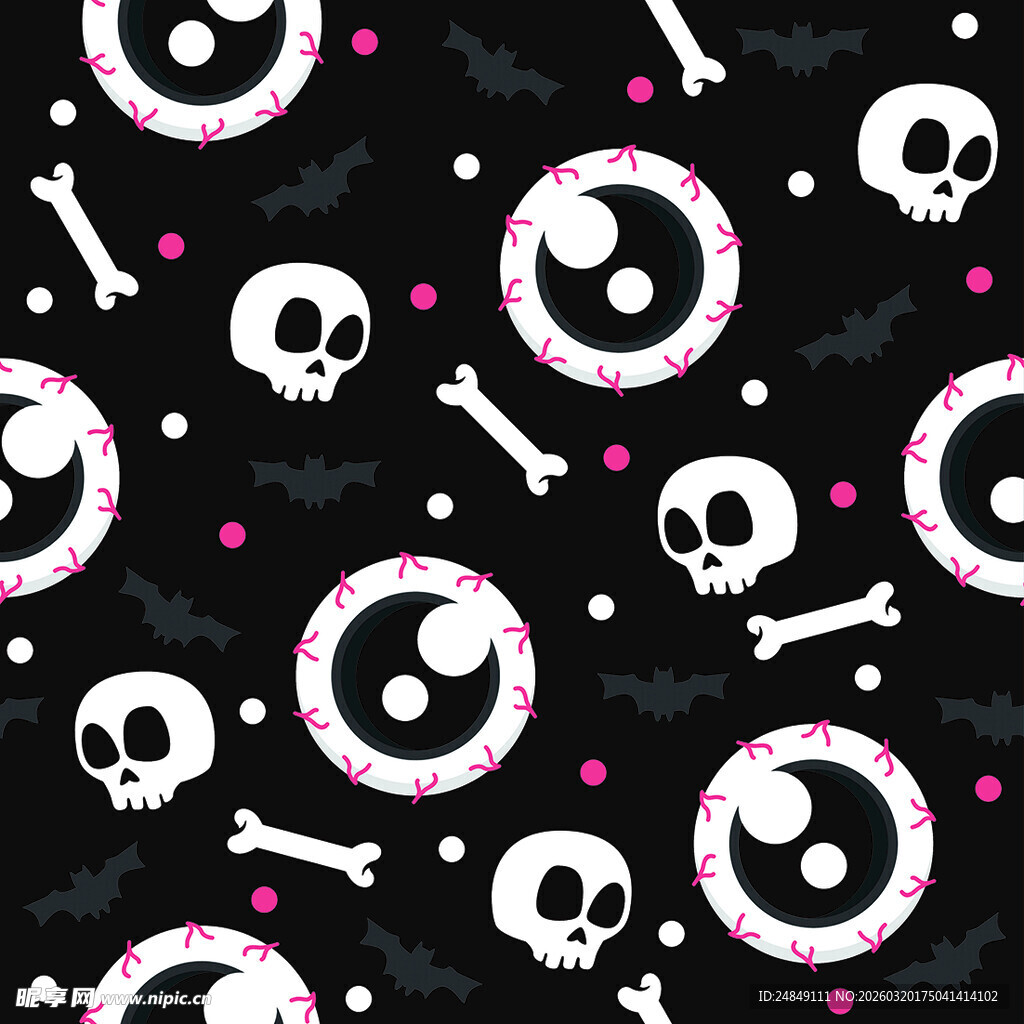 骷髅眼球图案黑色背景素材