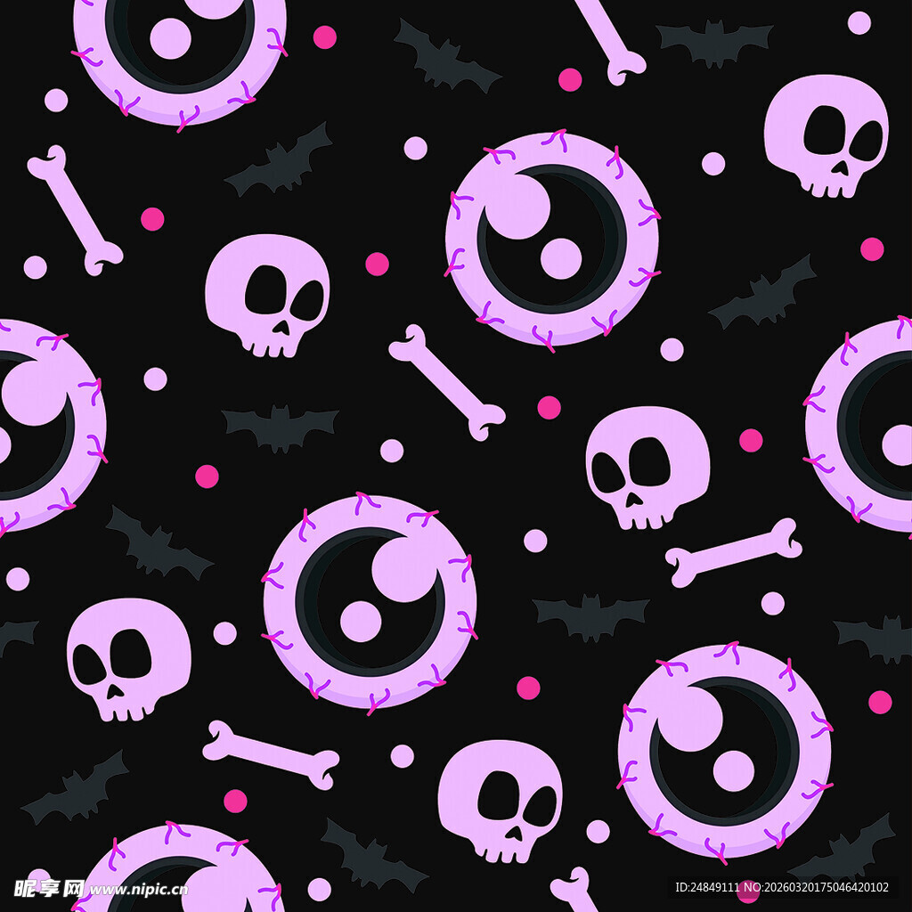 紫色骷髅骨暗黑系图案