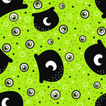 绿色背景上的黑色卡通图案