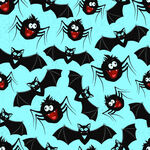 蓝底蝙蝠蜘蛛无缝图案