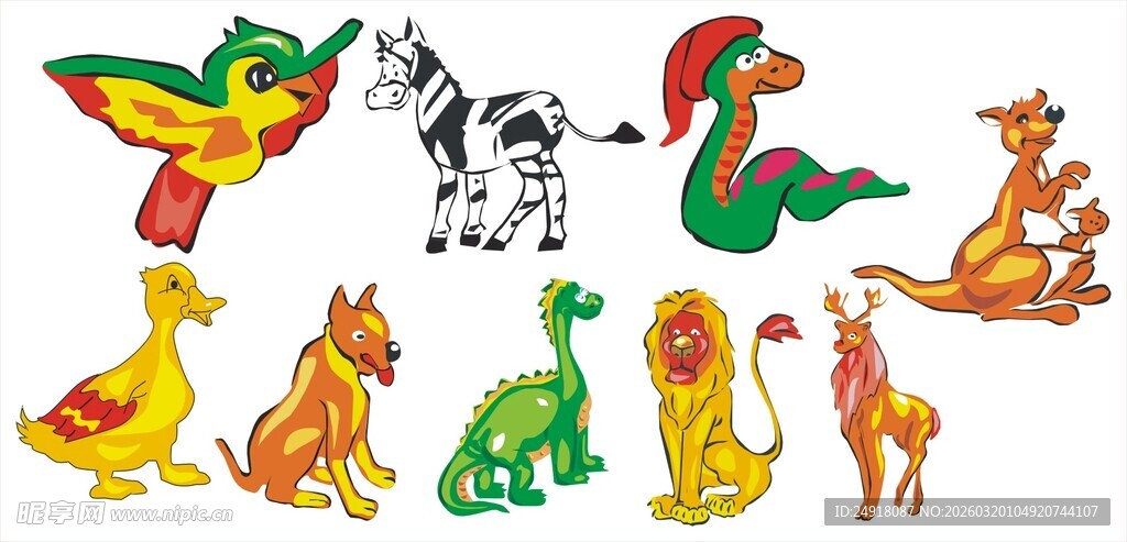 多彩动物卡通形象集合