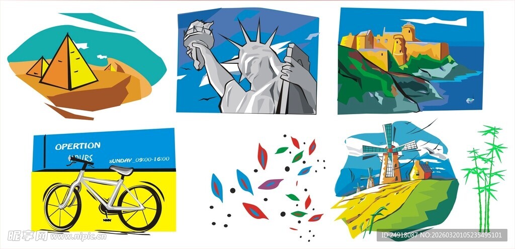 多彩户外风景插画集合