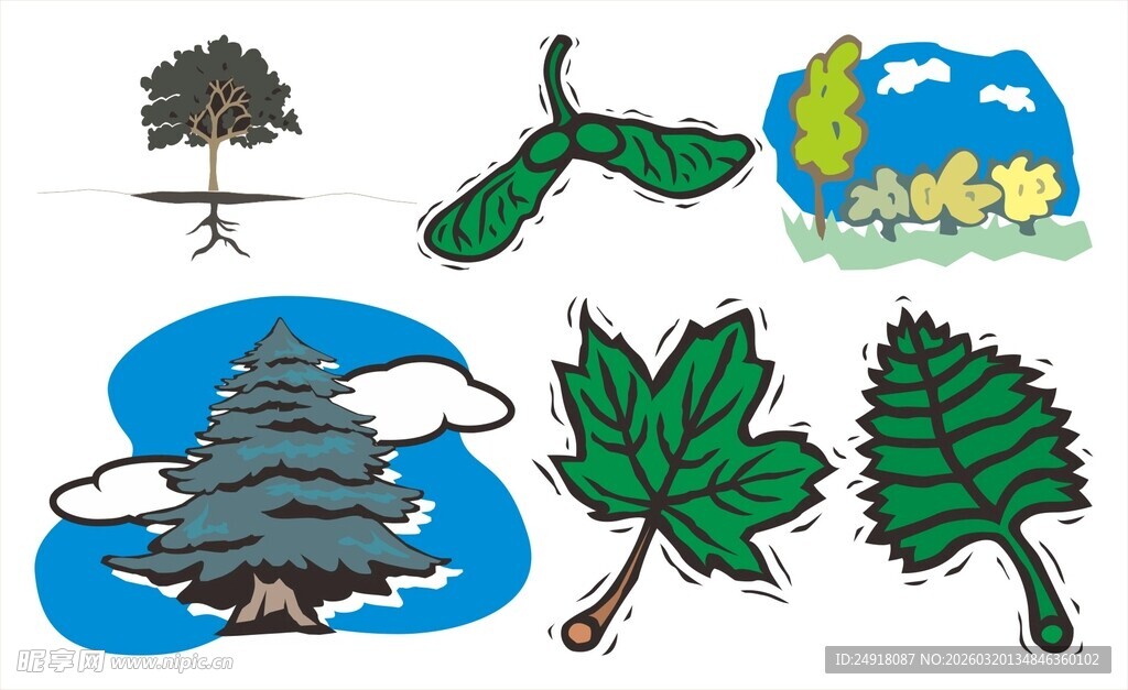 自然元素插画集合