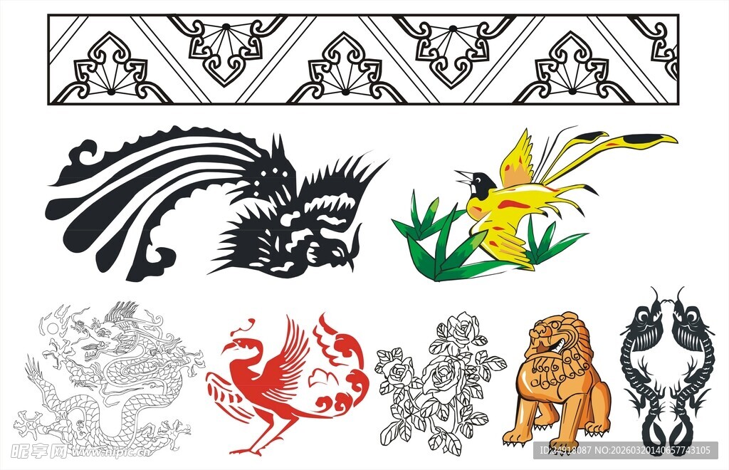 传统精美动物图案纹饰集