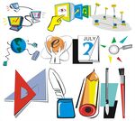 多彩学习用品与科学元素