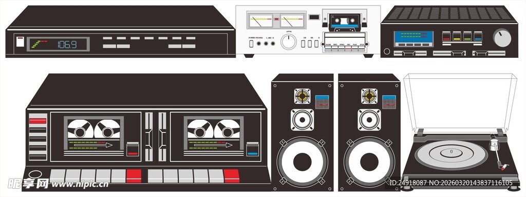 多样音响设备展示