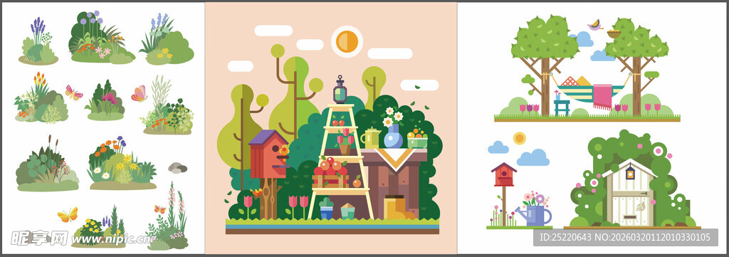 花园花坛花卉集合