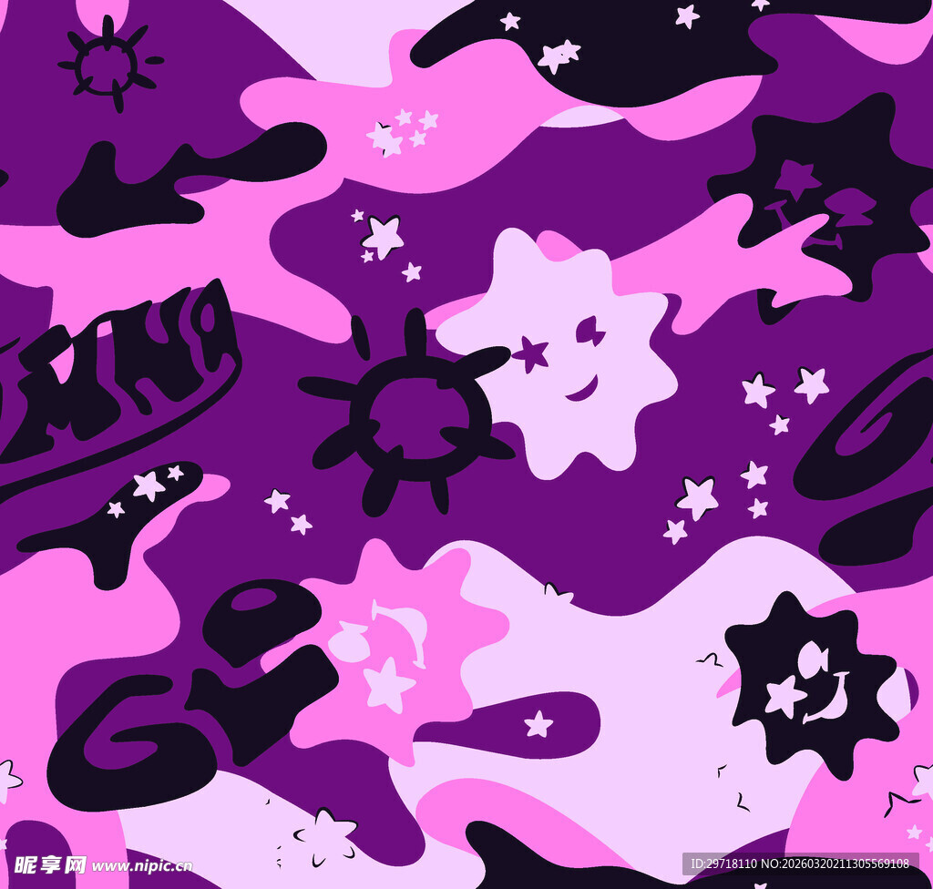 梦幻粉紫宇宙图案设计