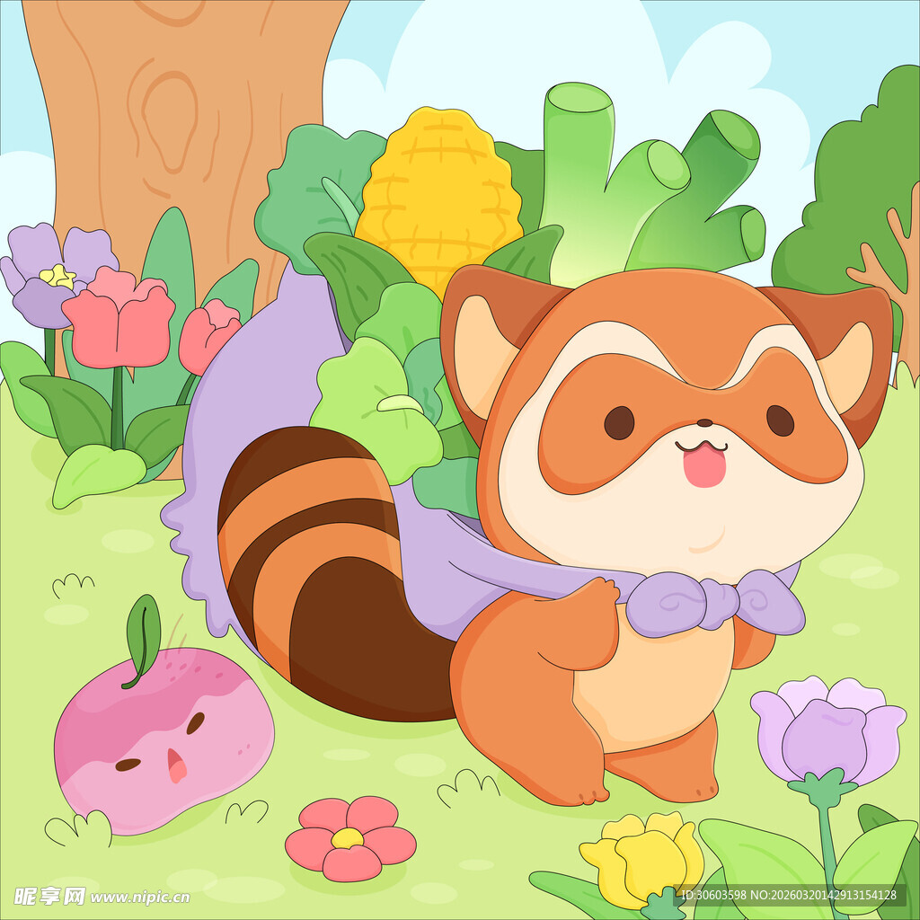 可爱小浣熊的梦幻花园
