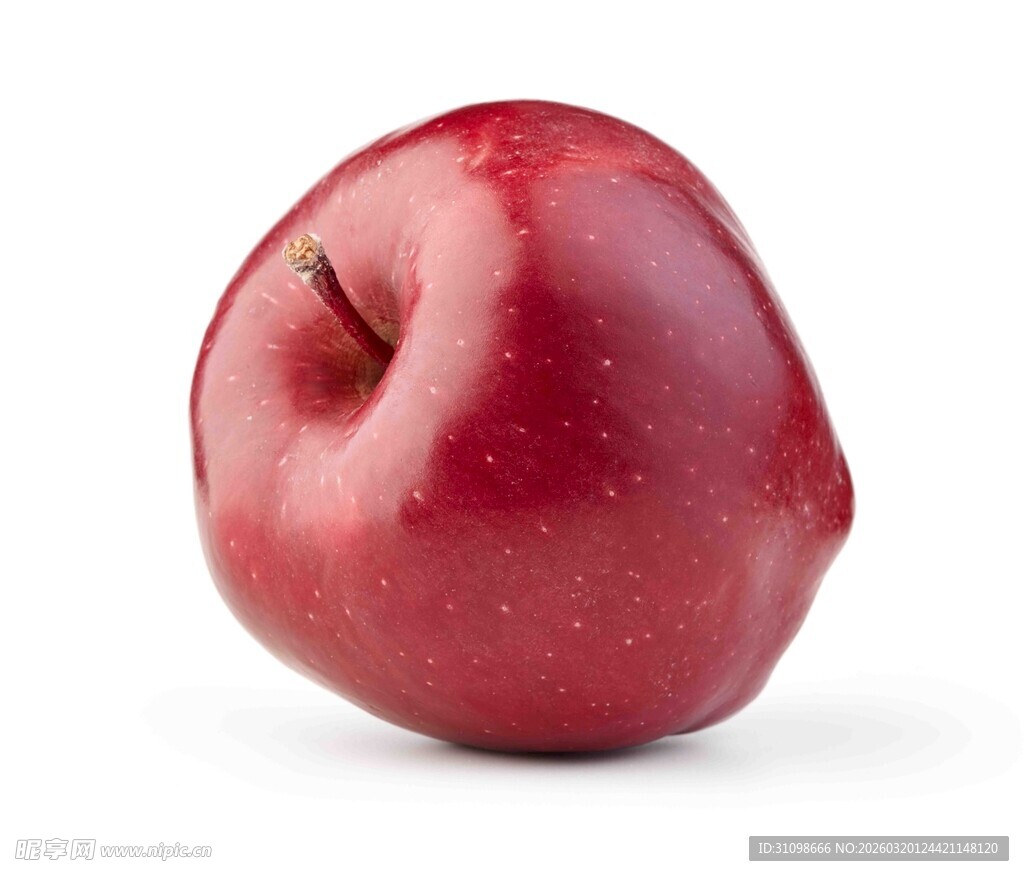 鲜红饱满的单个红苹果