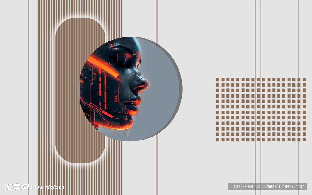 时尚美女及网格图案展示