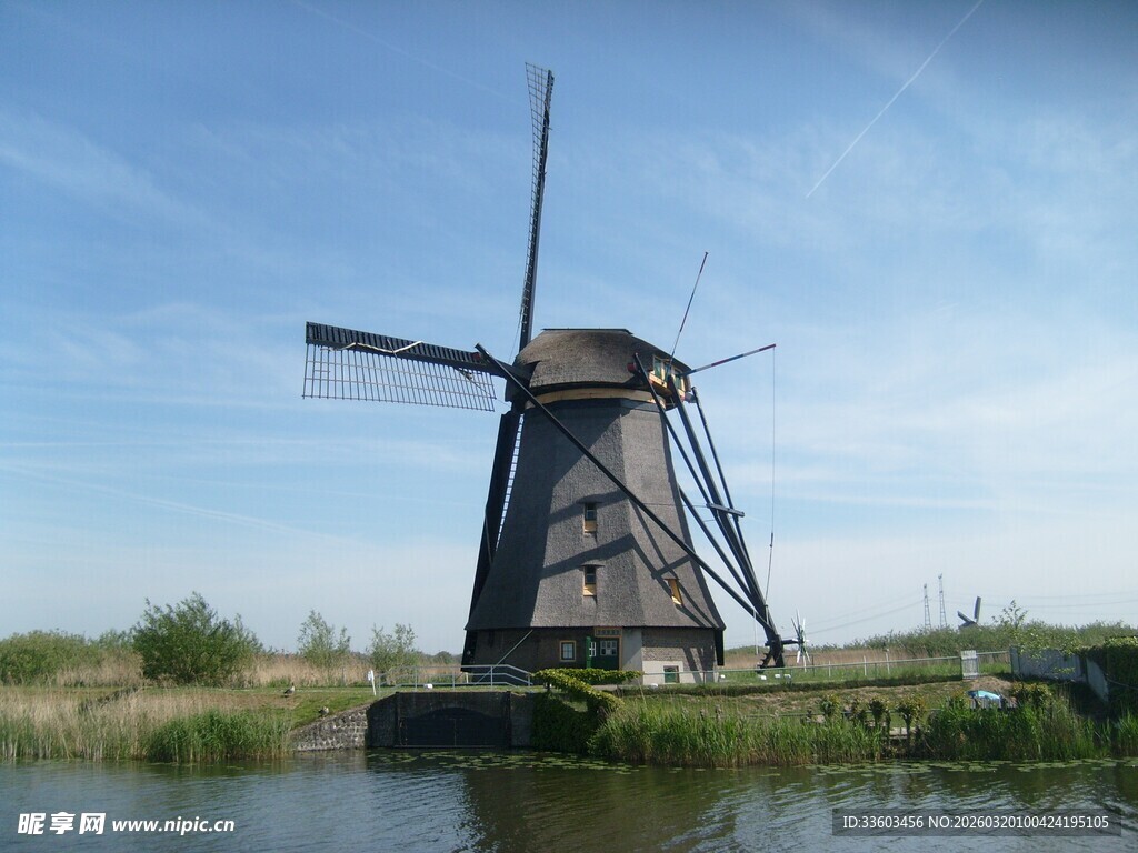 荷兰乡村风车景观
