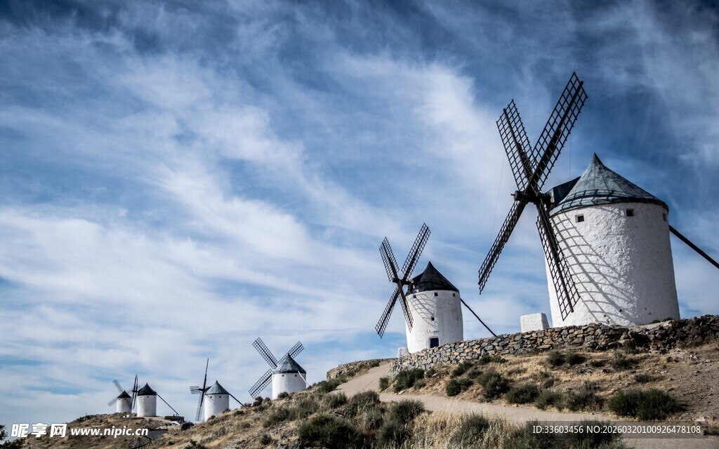 西班牙风车景观