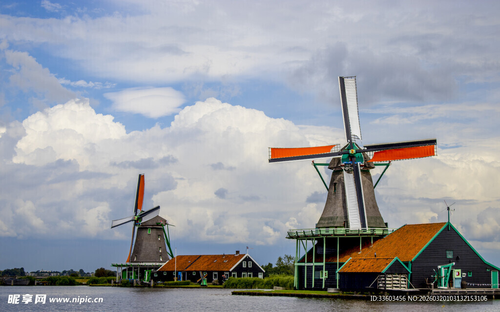 荷兰风车景观