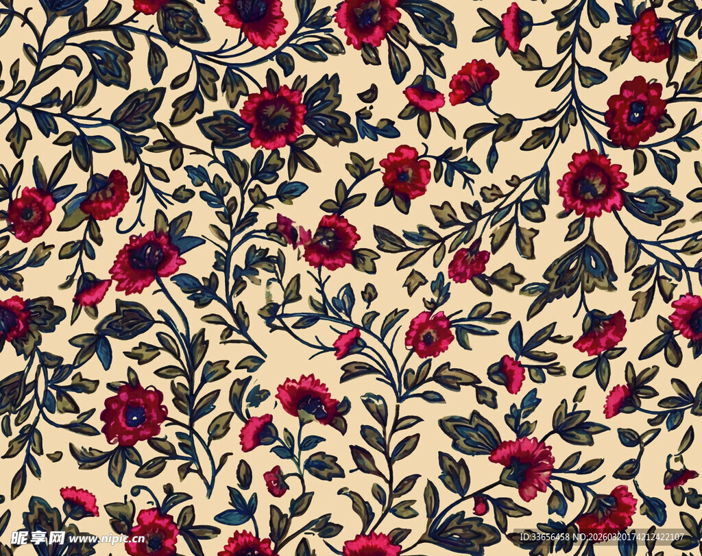 复古花卉图案布料