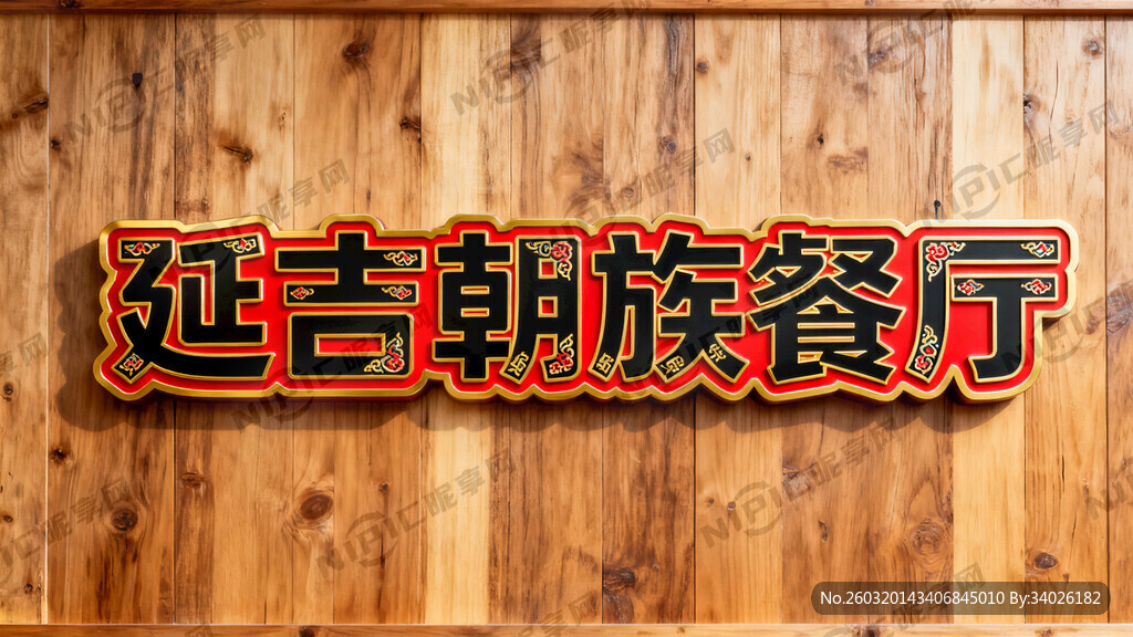 延吉朝族餐厅 招牌字