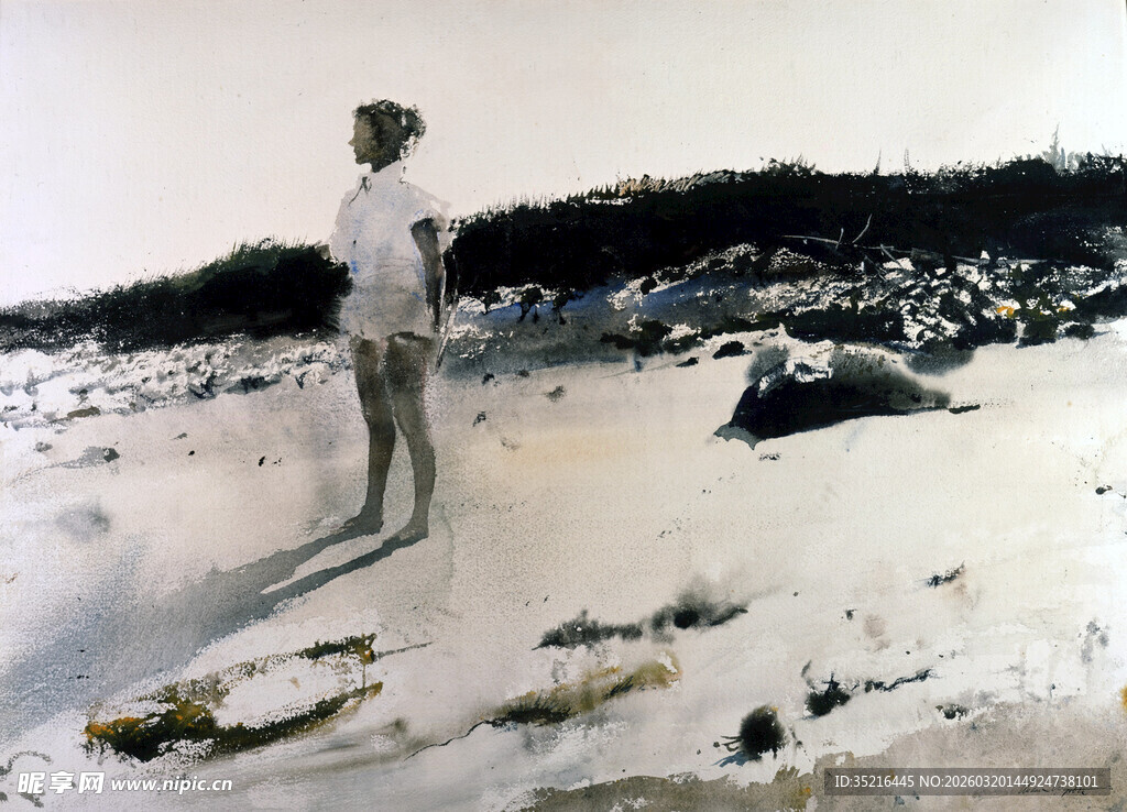 海边站立的男子身影