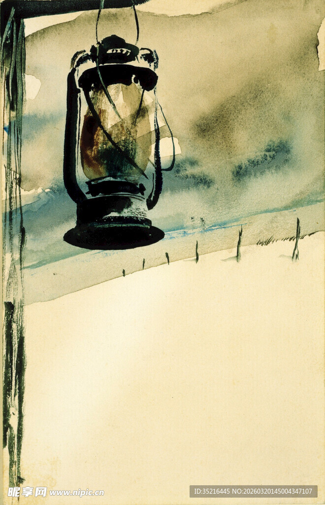 复古风悬挂煤油灯特写