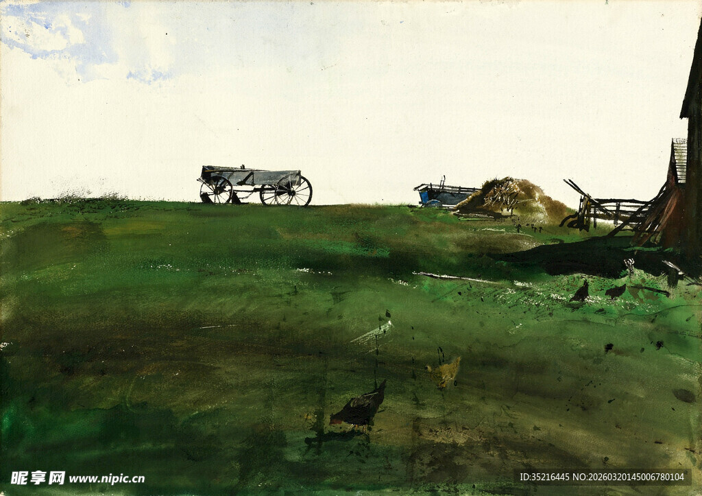 草原上的牛群与远景