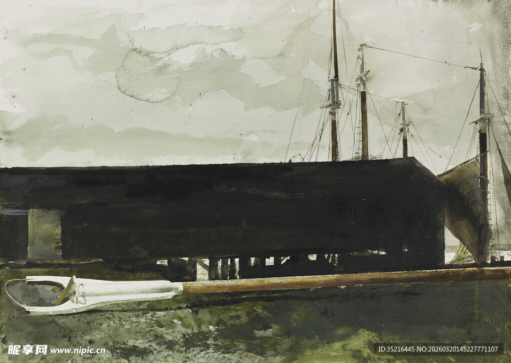 港口边的船只与建筑