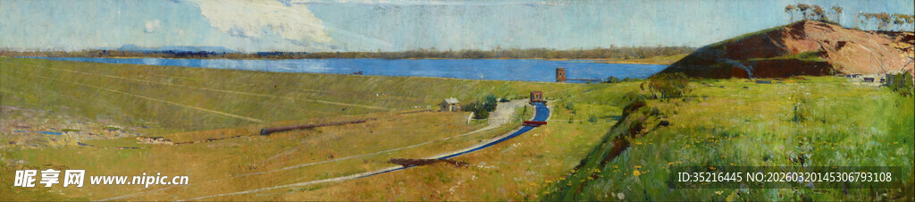 海边山丘风景图