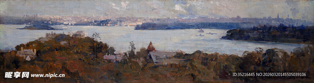 冬日雪景中的宁静湖泊