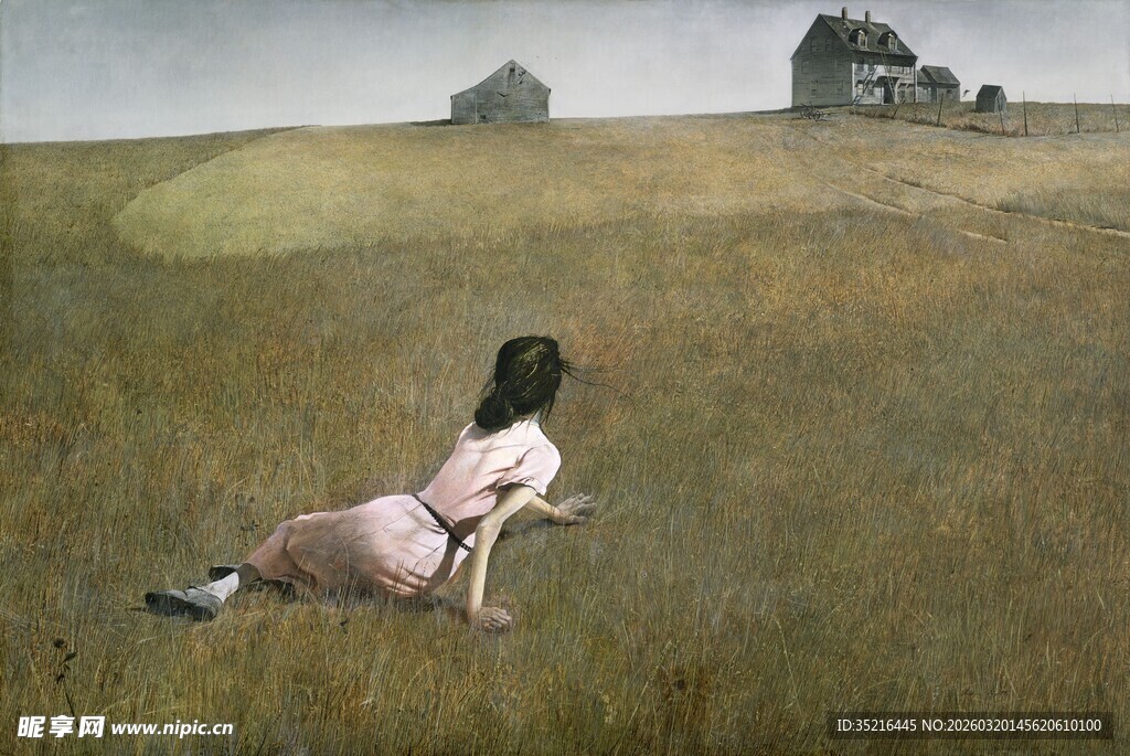 田野中休憩的女子