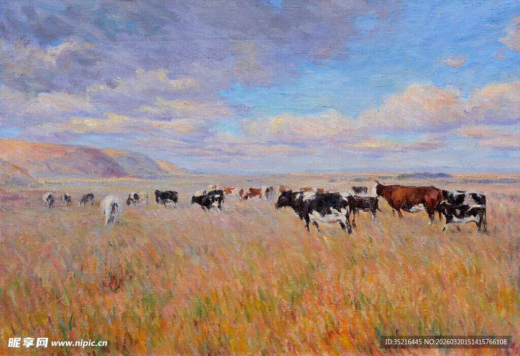 草原群马漫步美景