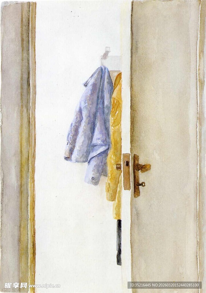 门边挂着的衣物与雨伞