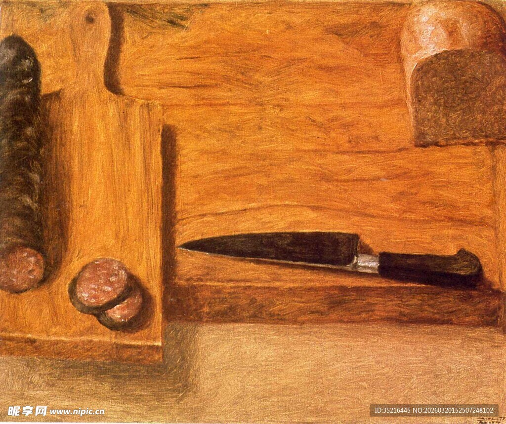 复古木桌上的刀具与坚果