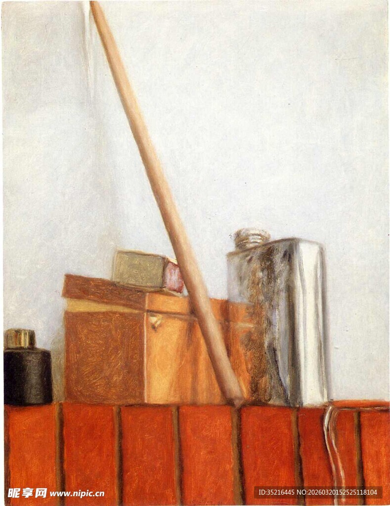 静物写生之砖墙旁物件