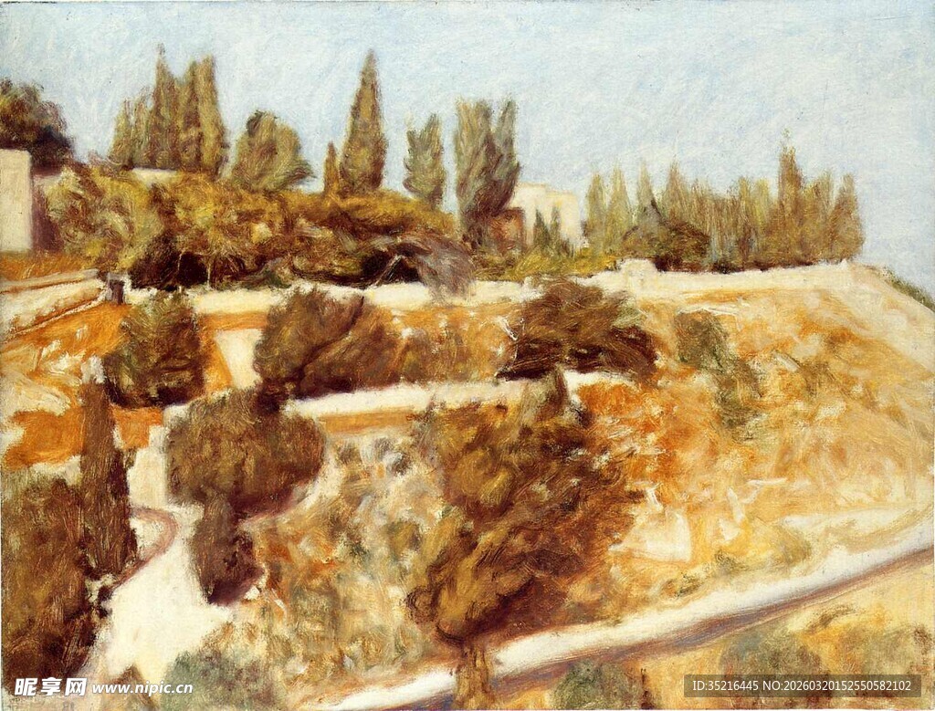 秋日山坡上的树木景观