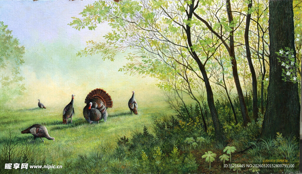 森林中人们的悠然生活场景