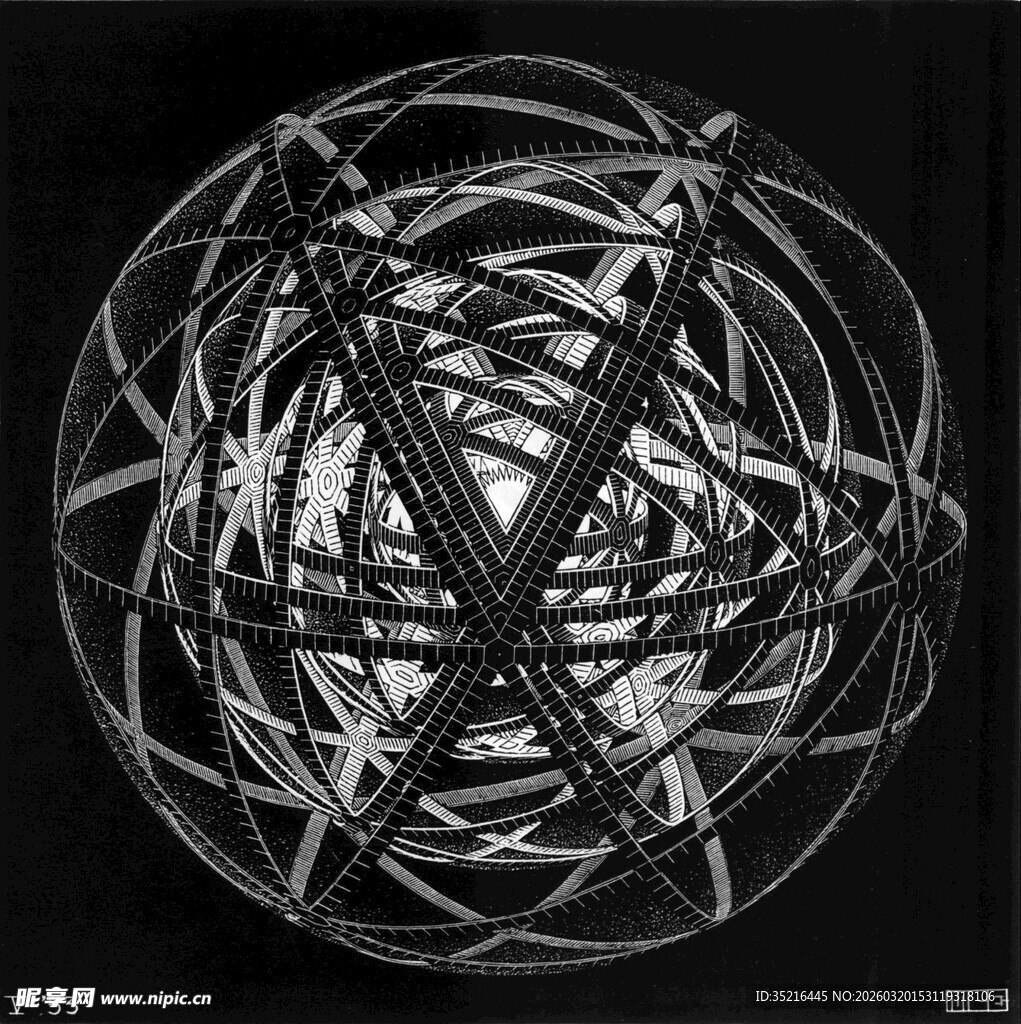 抽象线条交织的神秘球体