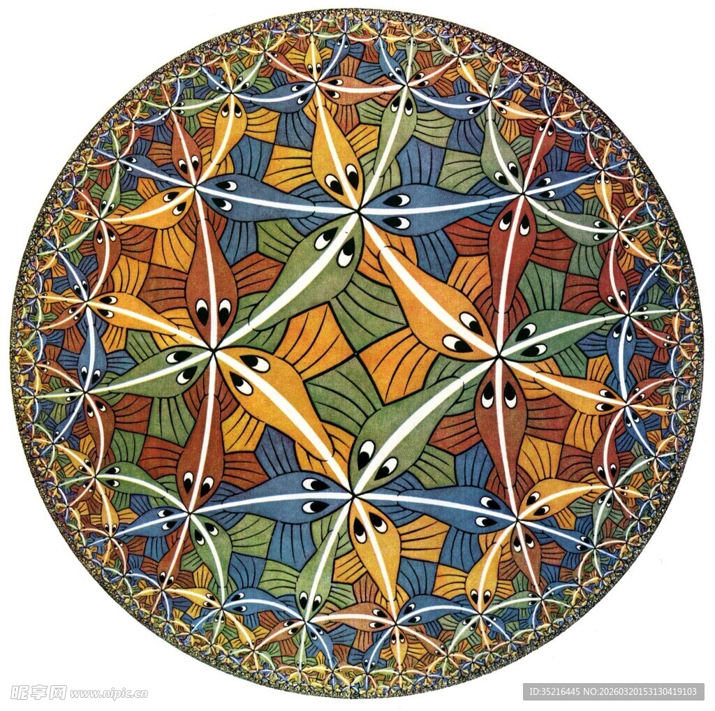 彩色几何图案圆形装饰画