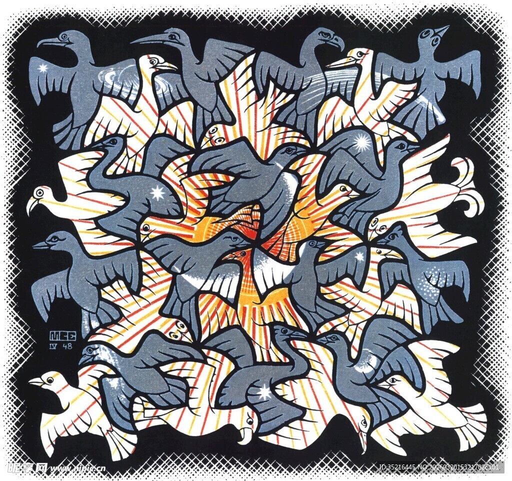 飞鸟环绕的精美图案