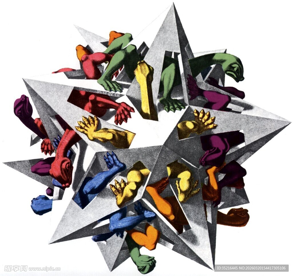 多彩玩具聚成星形图案