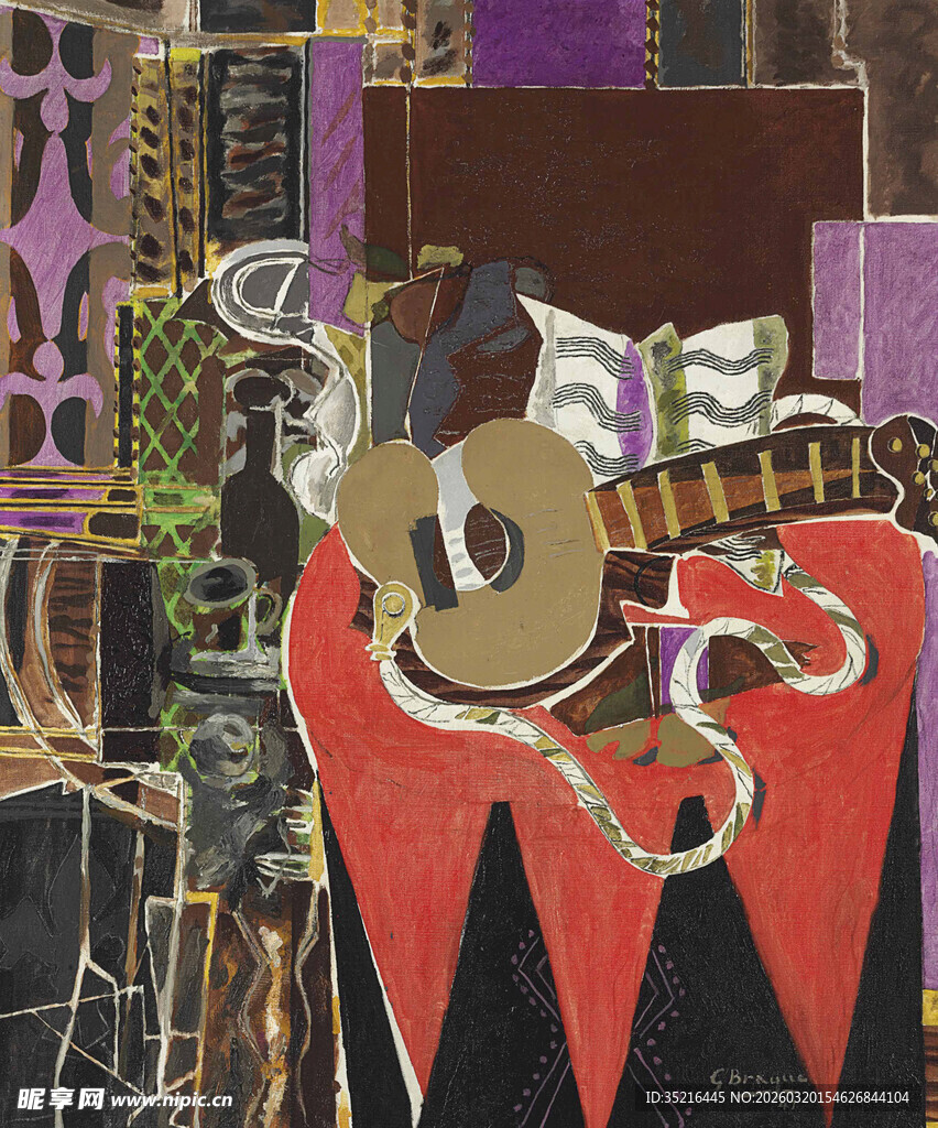 抽象风格吉他艺术画作