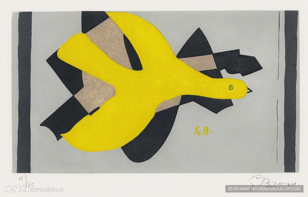 抽象几何飞鸟艺术画作