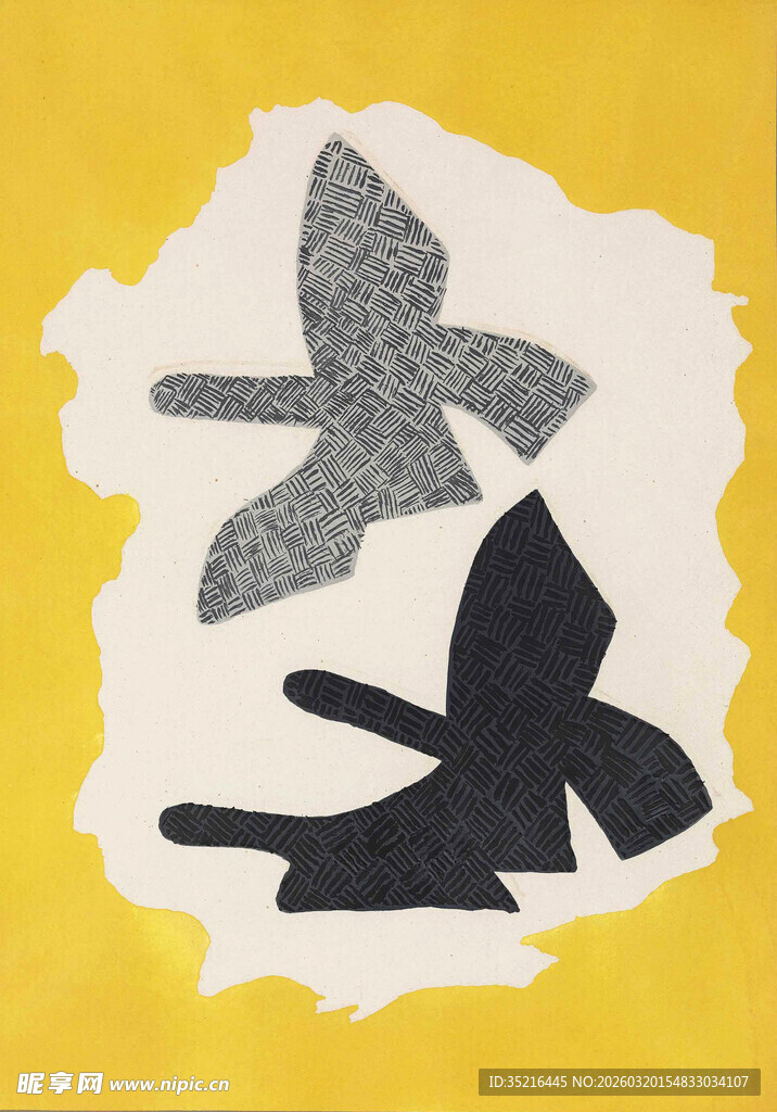 剪纸风双飞鸟图案艺术