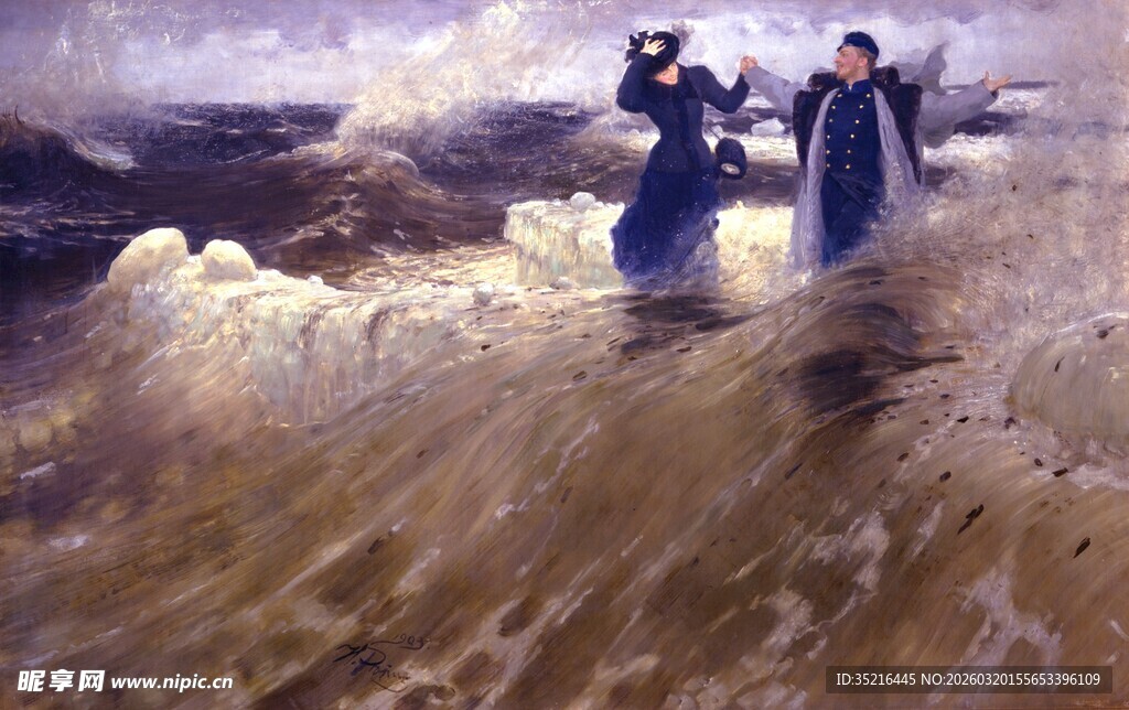 海边漫步的优雅女士