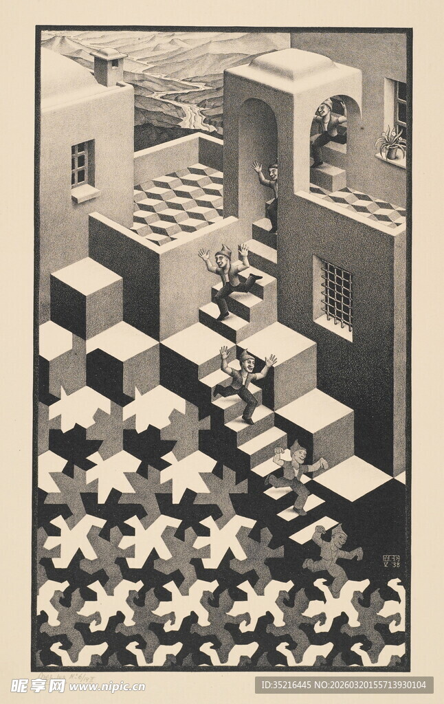 埃舍尔风格的奇妙空间图案